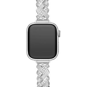 WHIMVOY - Silver Braided Apple Watch Band with Rhinestones - NEW IN BOX